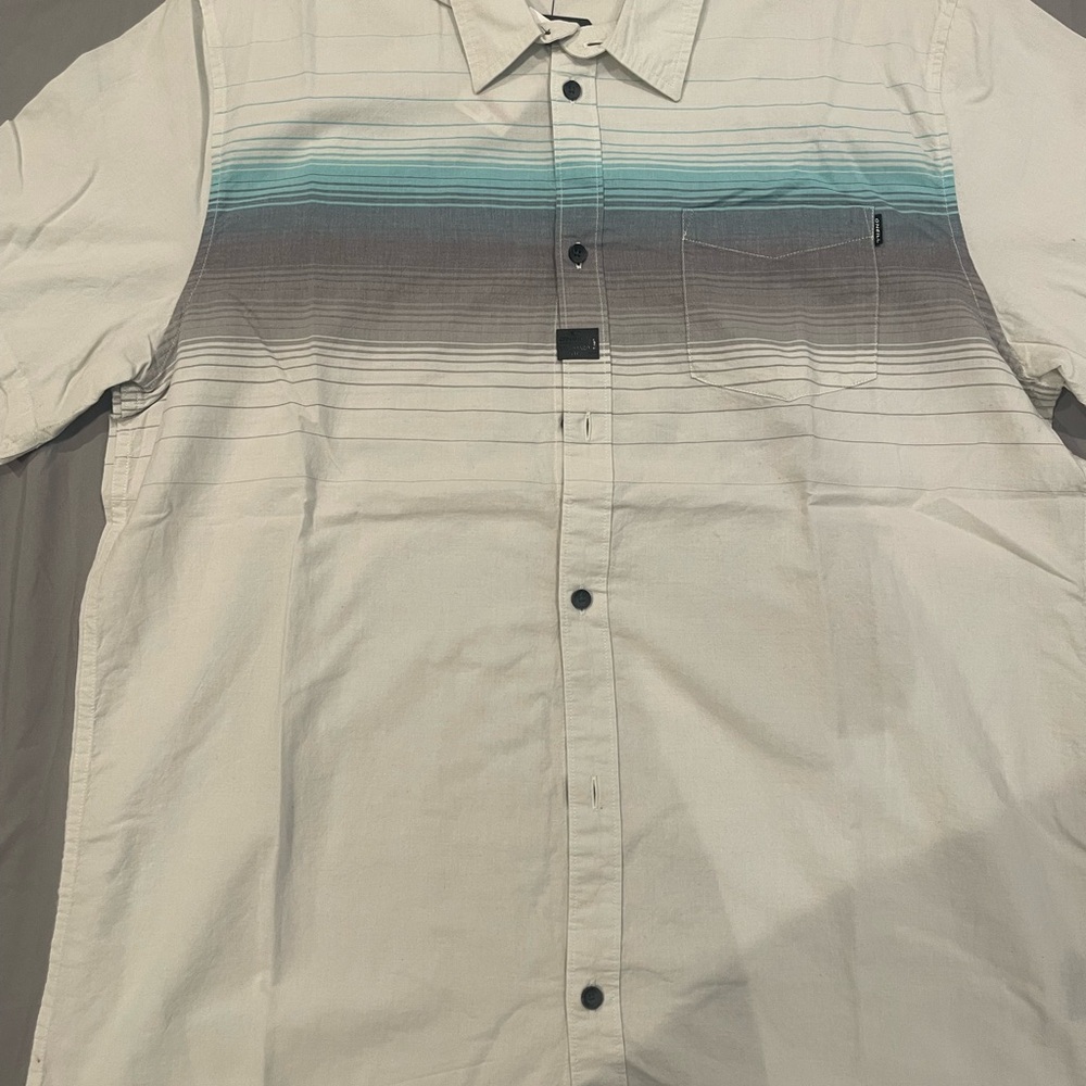 O'Neill Blue and Cream Casual Button Down Shirt with Gradient Design